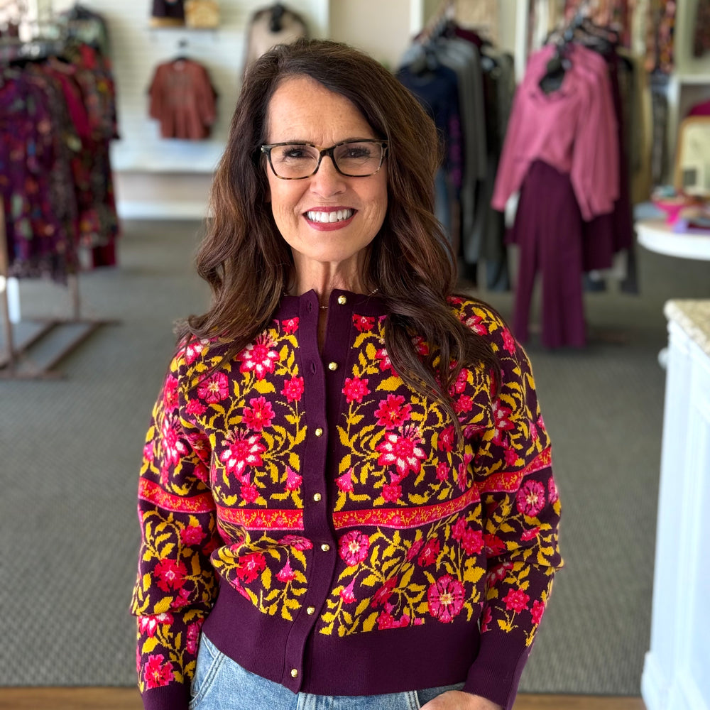 Meredith Cardigan-Golden Floral