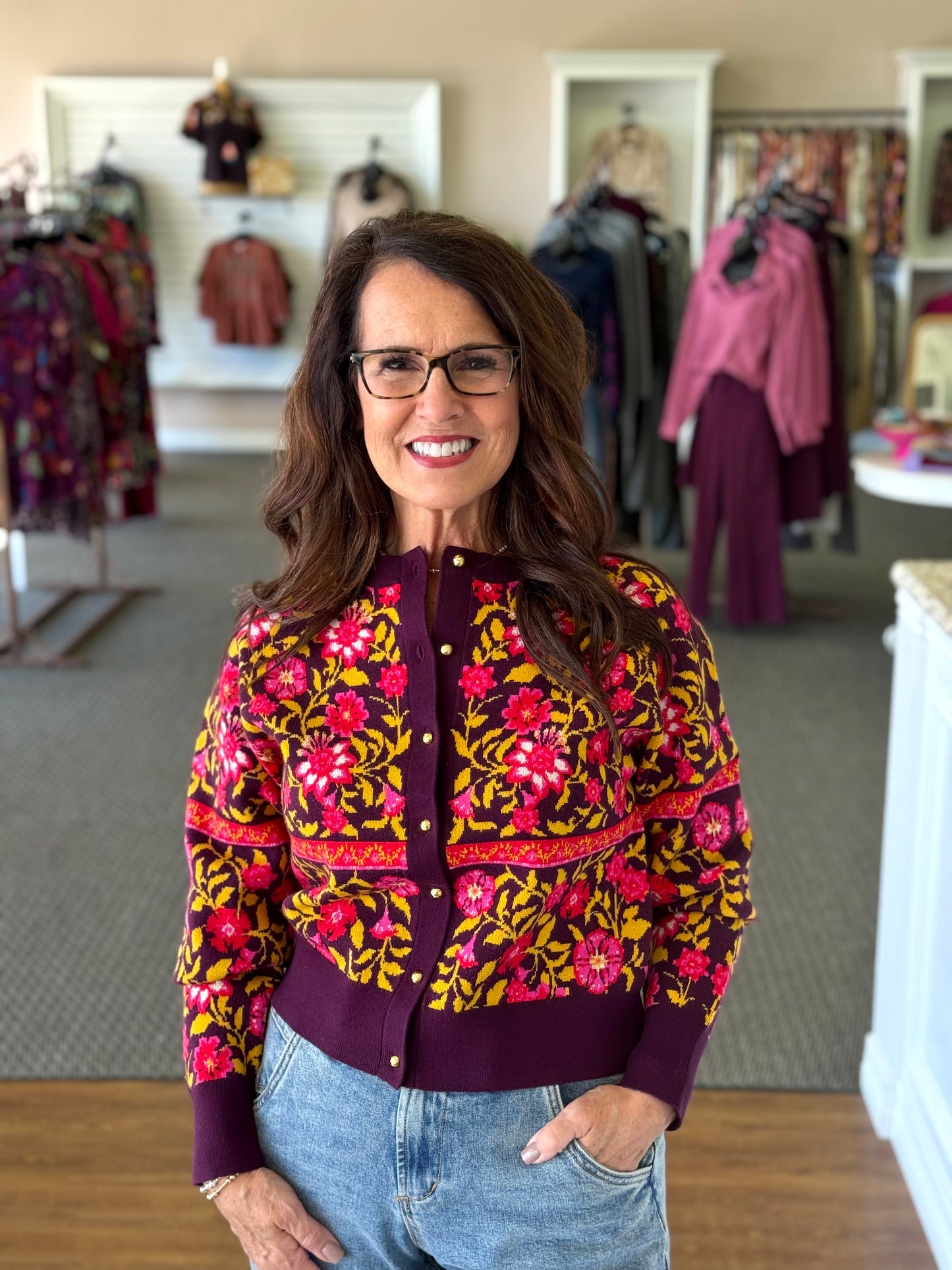 Meredith Cardigan-Golden Floral