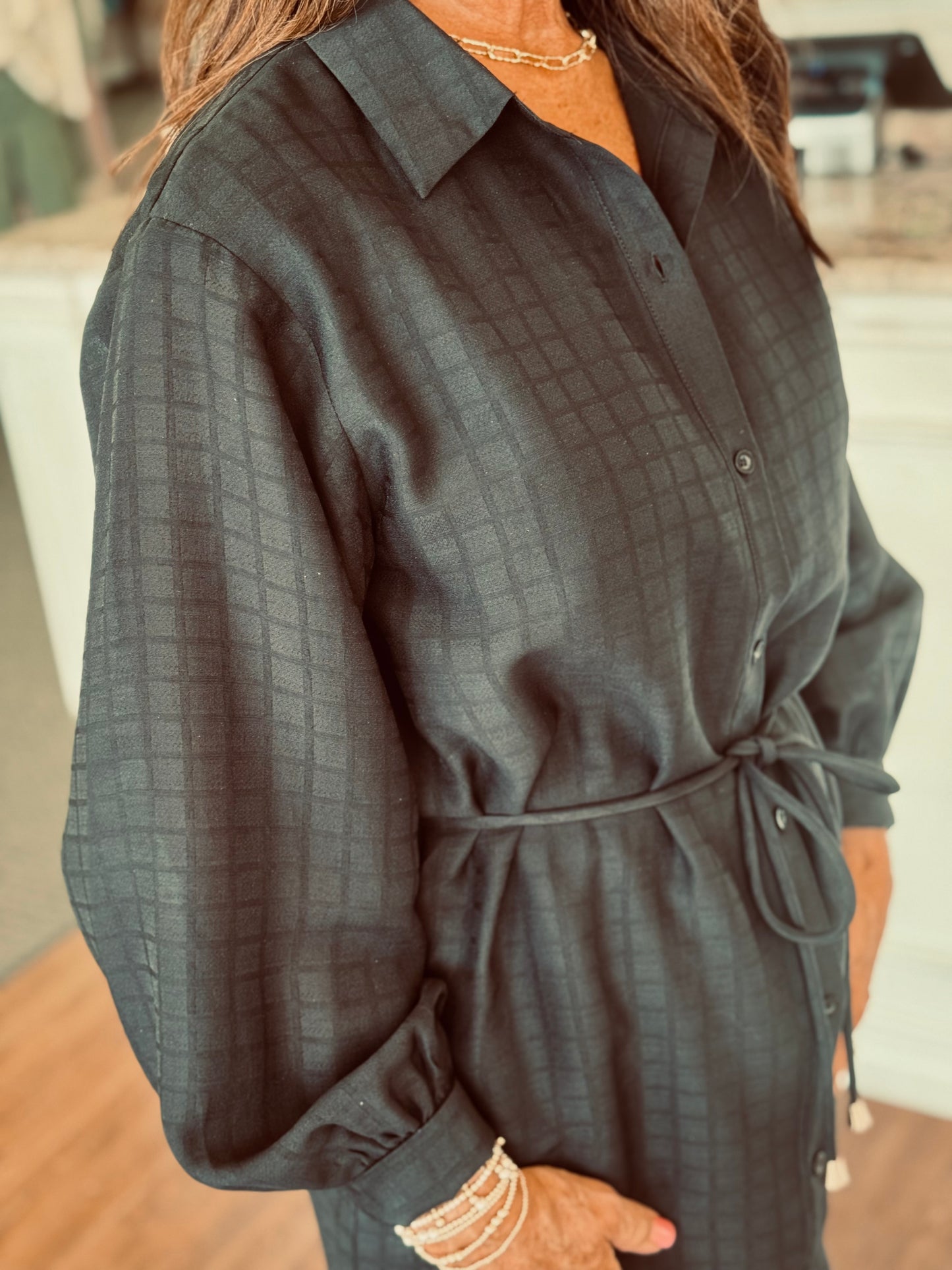 Cecilia Black Shirt Dress