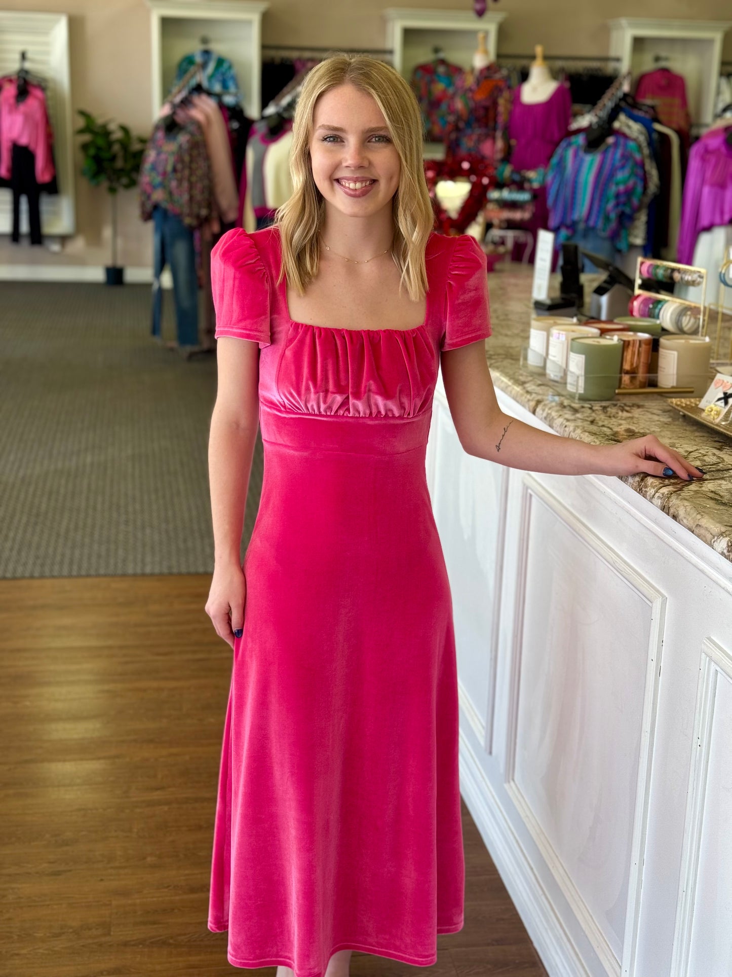 Felicity Dress-Raspberry Velvet X-Large Felicity Dress-Raspberry Velvet X-Large