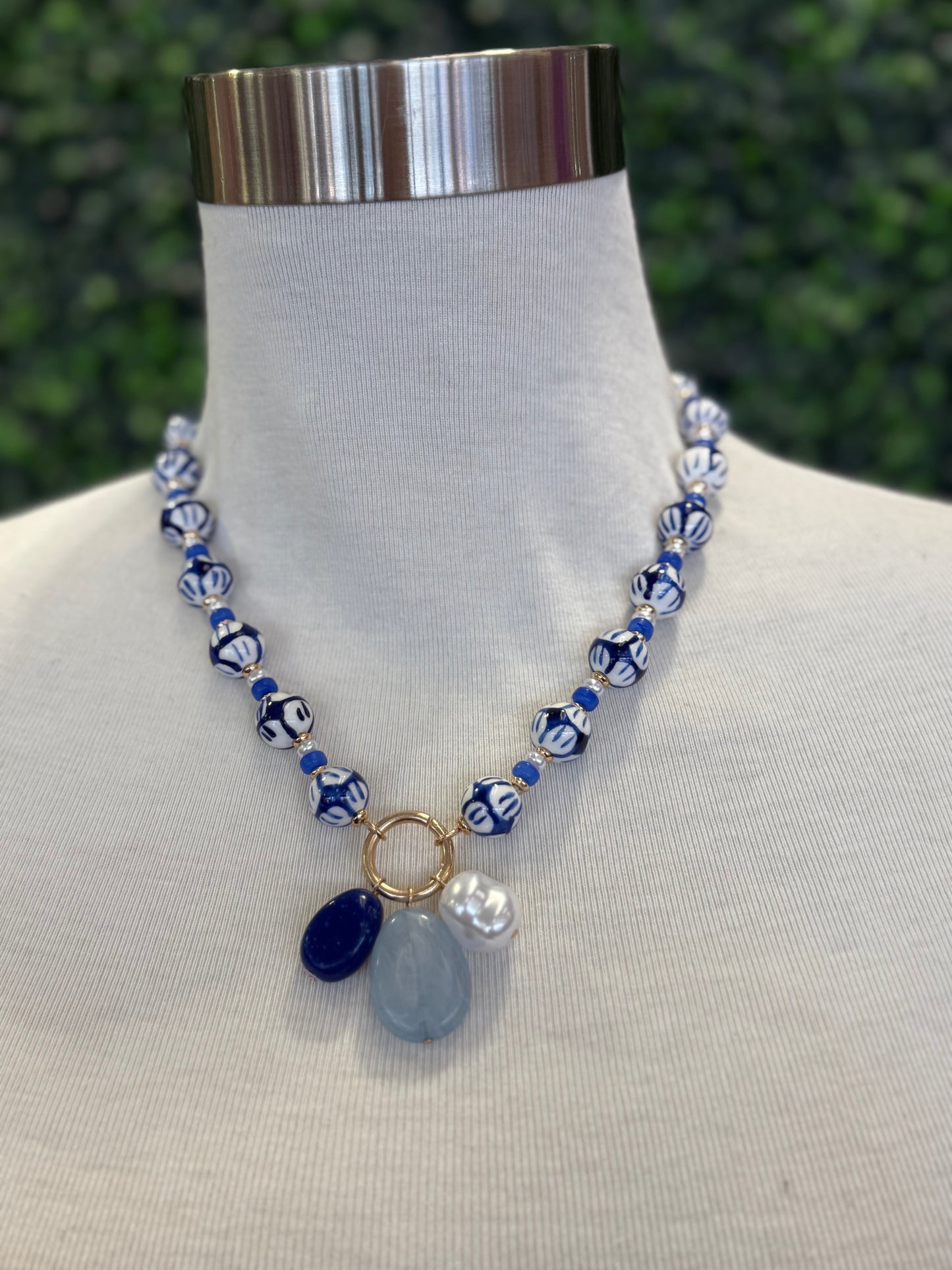 Blue and white charm Necklace