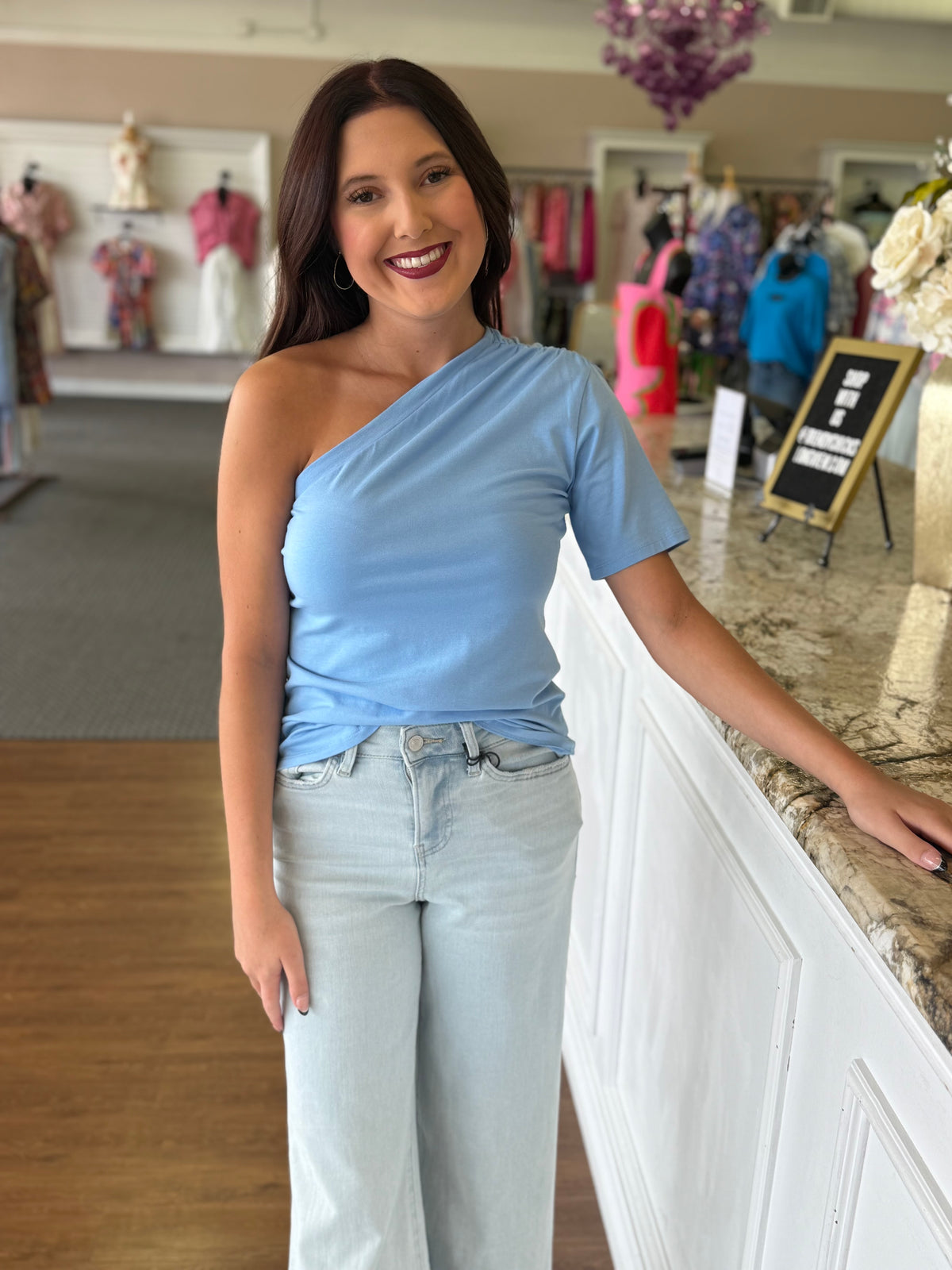 Blue Skies One Shoulder Top