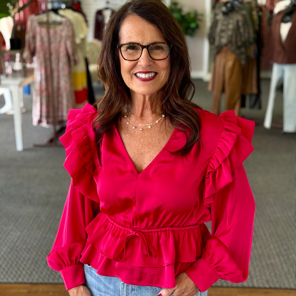 Anne Ruffle Satin Top
