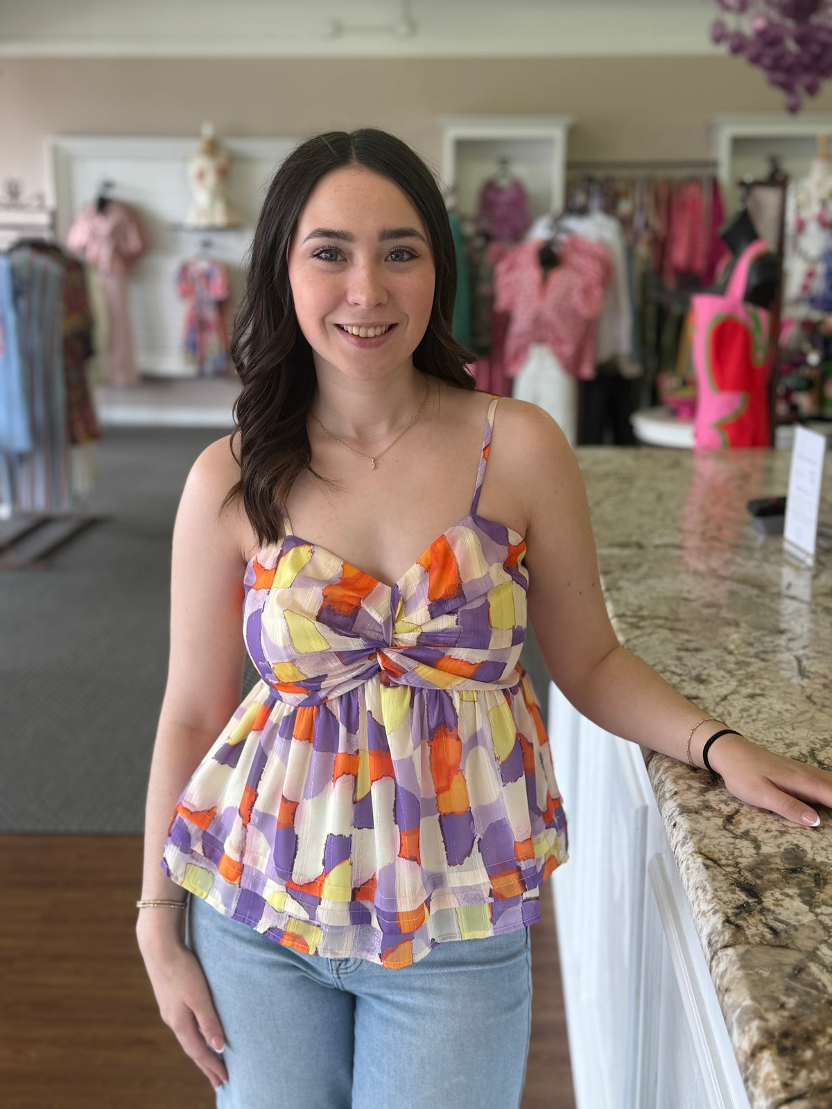 Prom Tank Painted Skies Peplum Tank – Trendy Chicks | TREND PROM