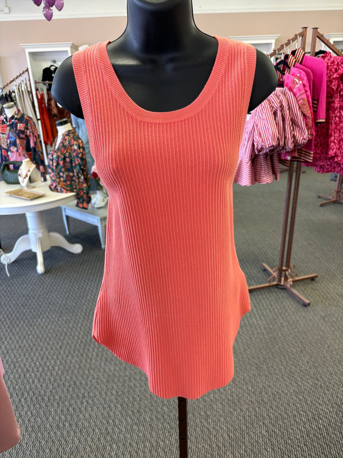 The Brinley Coral Ribbed Knit Tank
