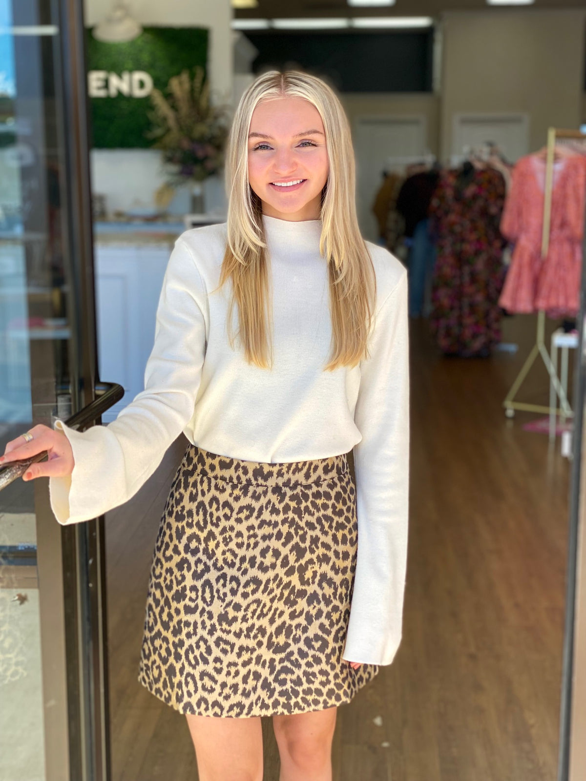 Odessa Ivory Mock Neck Bell Sleeve Sweater