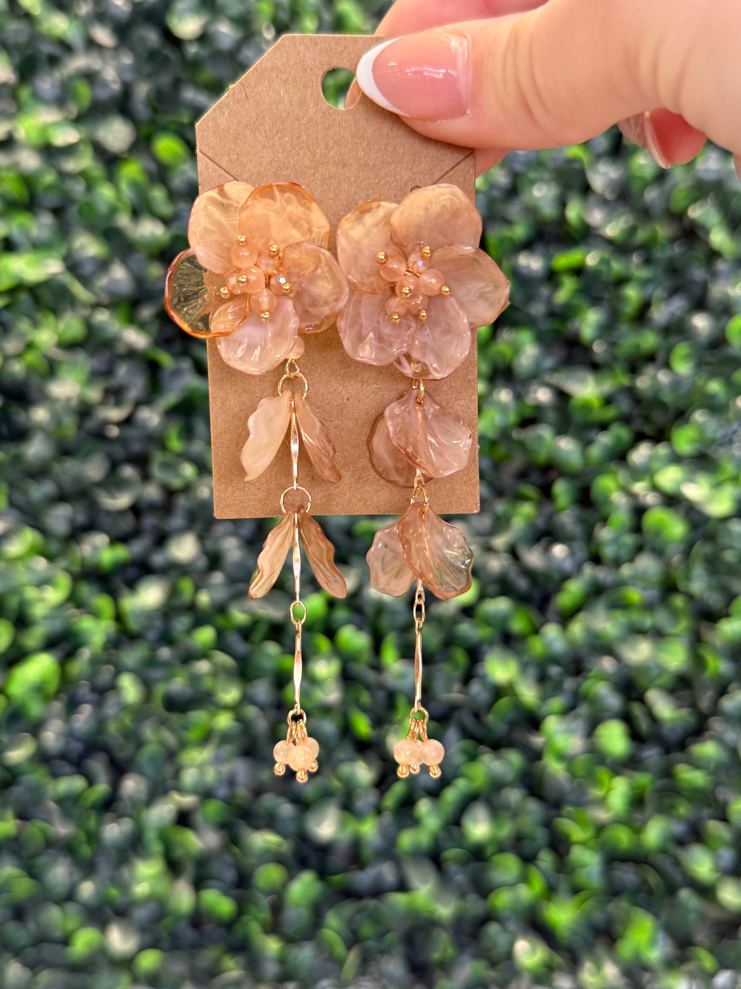 Jess flower drop earrings Brown
