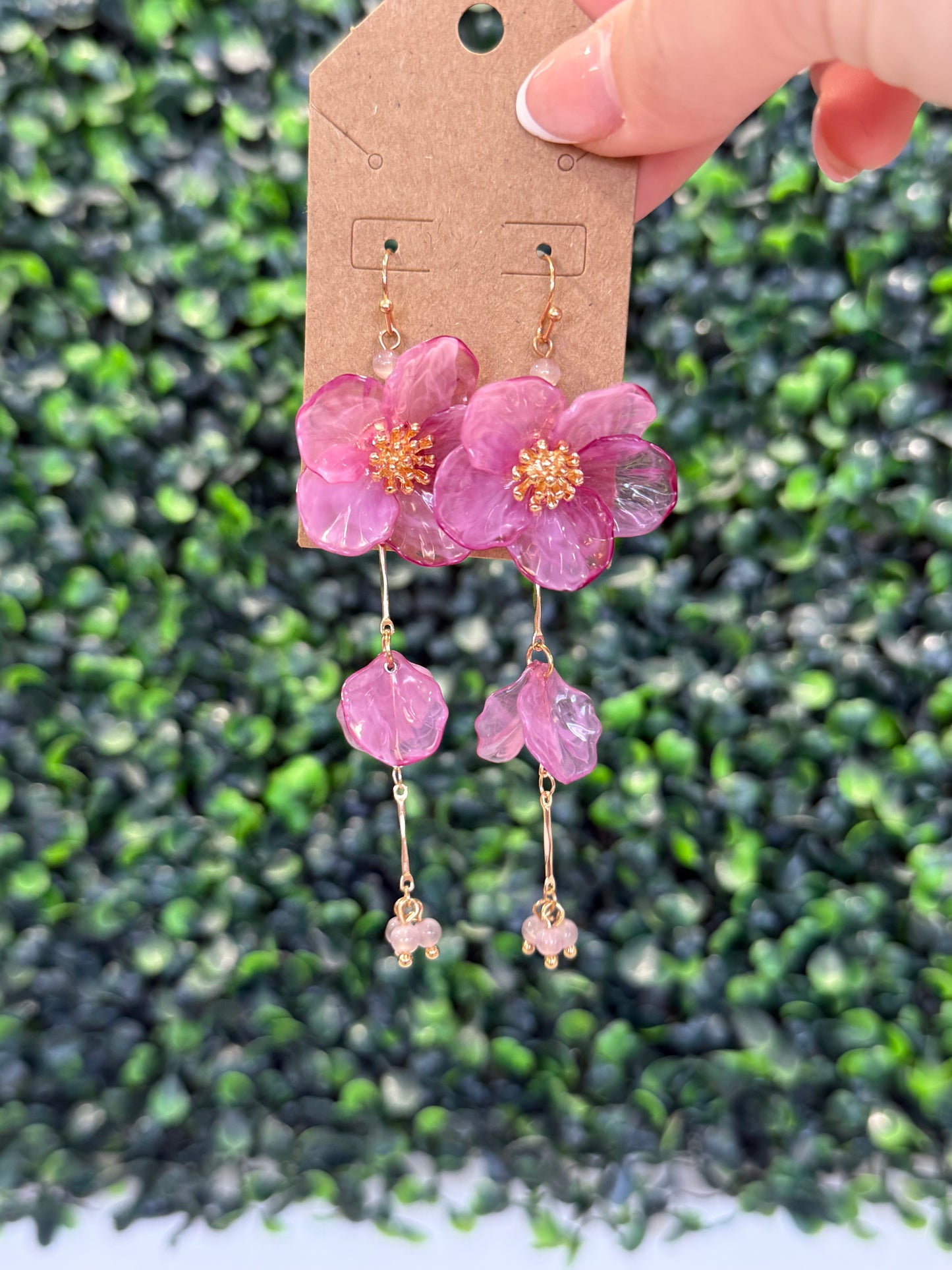 Jess flower drop earrings Purple