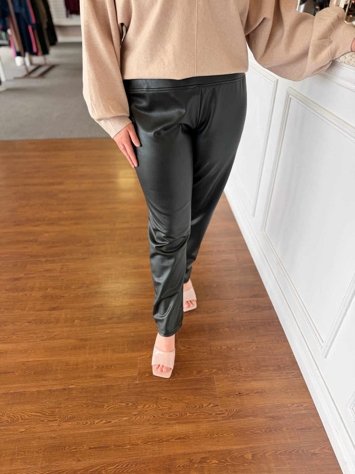Tessa Black Faux Leather Slim Leg Pants