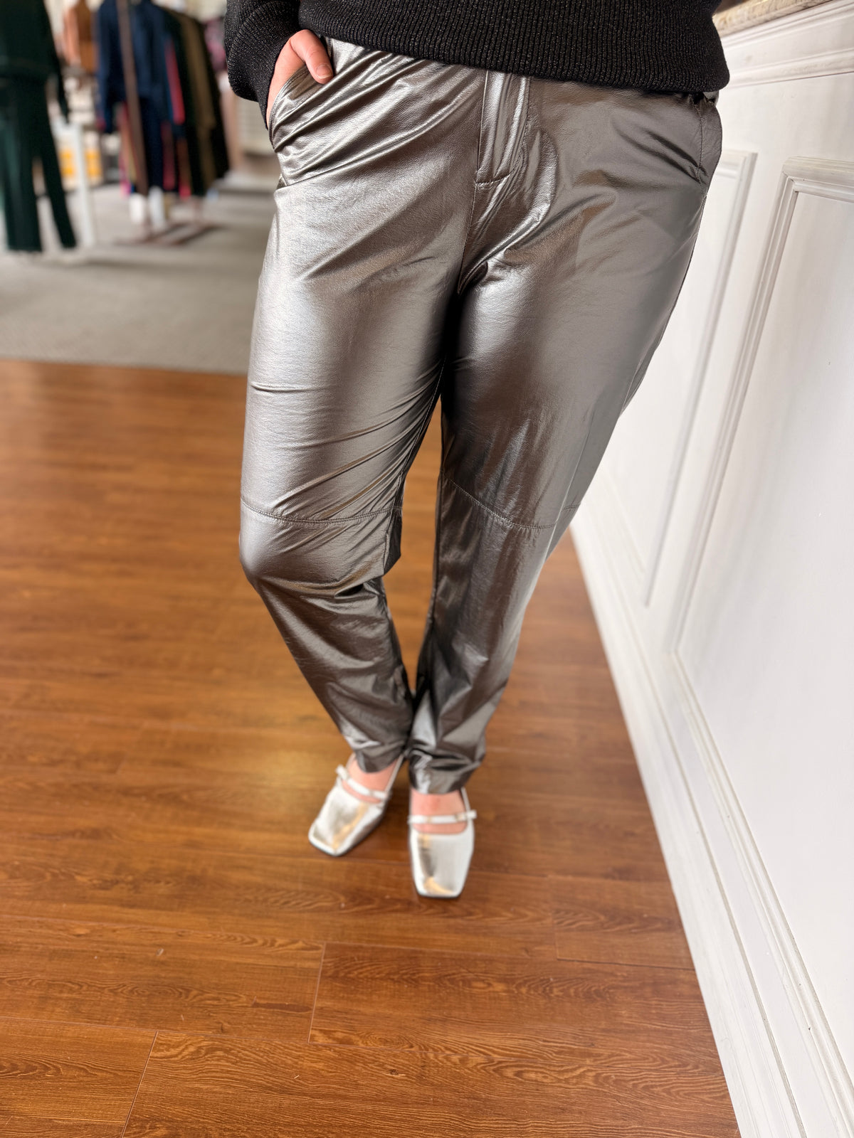 Kendra Metallic Silver Pants