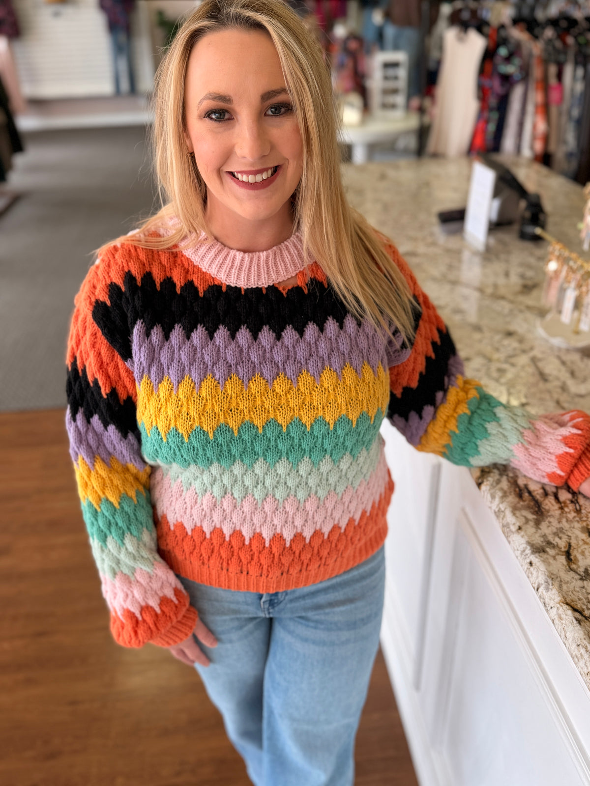 Marla Multicolor Zigzag Knit Sweater